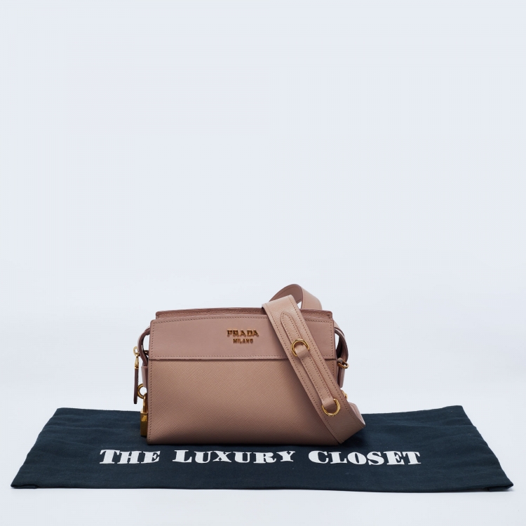 Pre Owned Prada Beige Saffiano Leather Esplanade Shoulder Bag