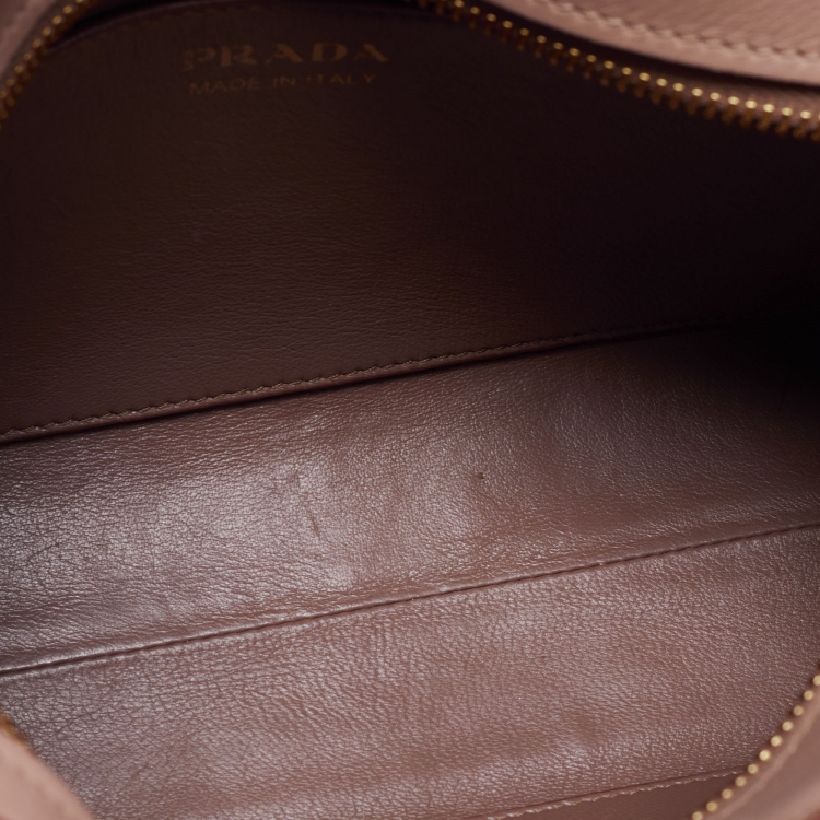Pre Owned Prada Beige Saffiano Leather Esplanade Shoulder Bag