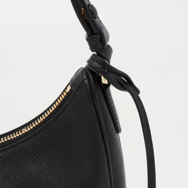 Pre Owned Prada Black Saffiano Leather Mini Bag