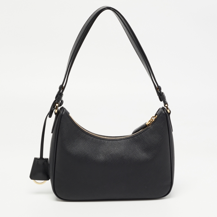 Pre Owned Prada Black Saffiano Leather Mini Bag