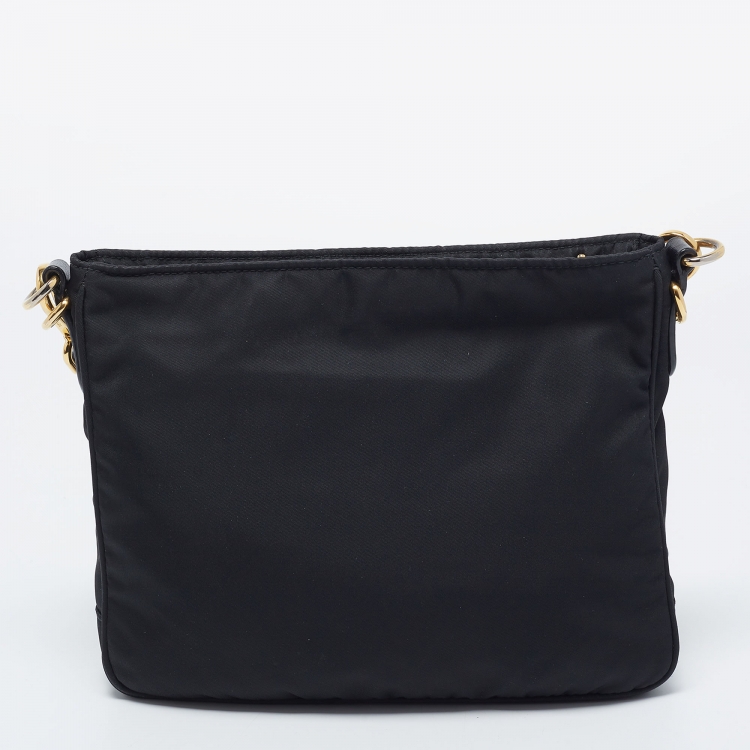 Pre Owned Prada Black Tessuto Nylon Front Pocket Messenger Bag
