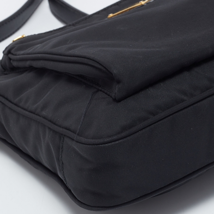 Pre Owned Prada Black Tessuto Nylon Front Pocket Messenger Bag