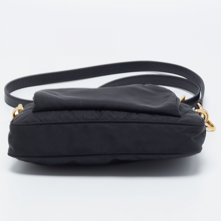 Pre Owned Prada Black Tessuto Nylon Front Pocket Messenger Bag