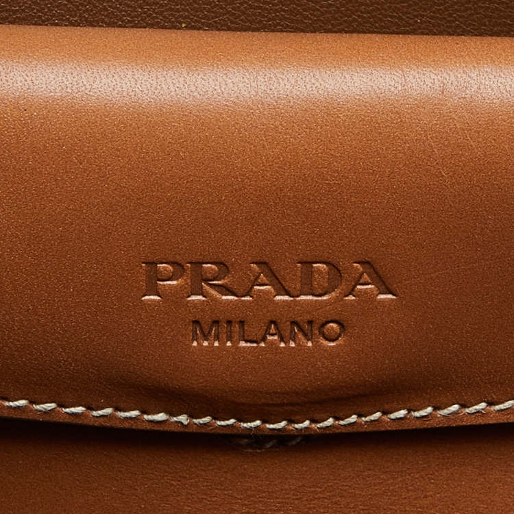 Pre Owned Prada Tri Color Vitello Leather Flap Top Handle Bag