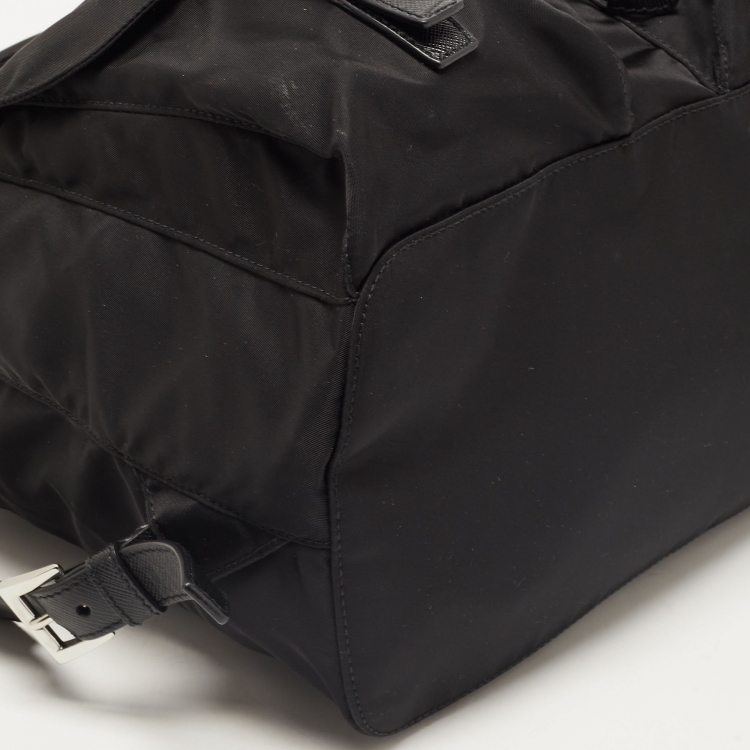 Pre Owned Prada Black Nylon Drawstring Pocket Backpack