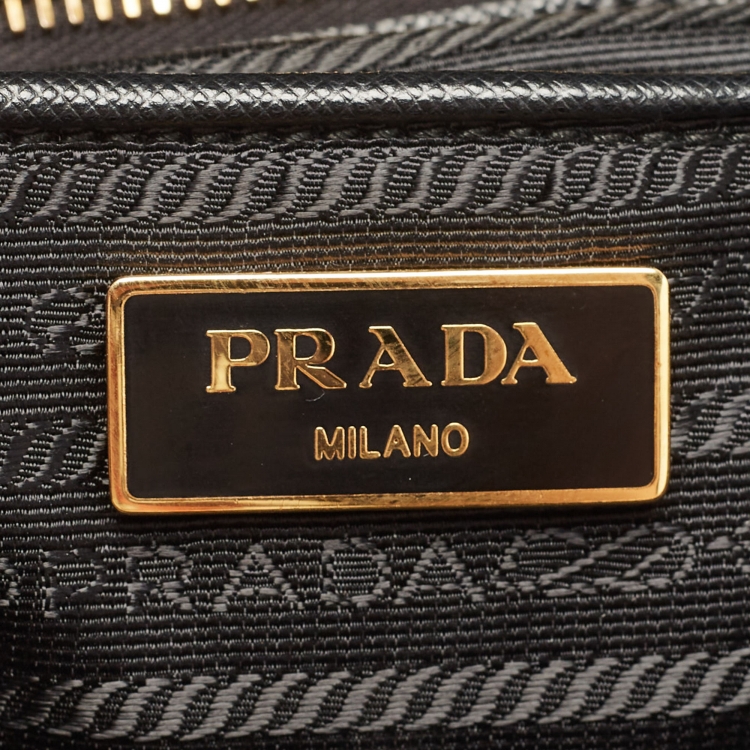 Pre Owned Prada Black Saffiano Lux Leather Extra Large Double Zip Tote