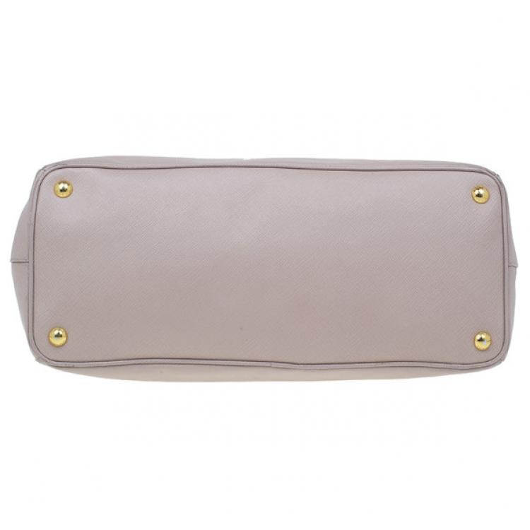 Pre Owned Prada Nude Saffiano Large Lux Double Zip Tote