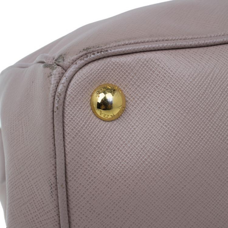 Pre Owned Prada Nude Saffiano Large Lux Double Zip Tote