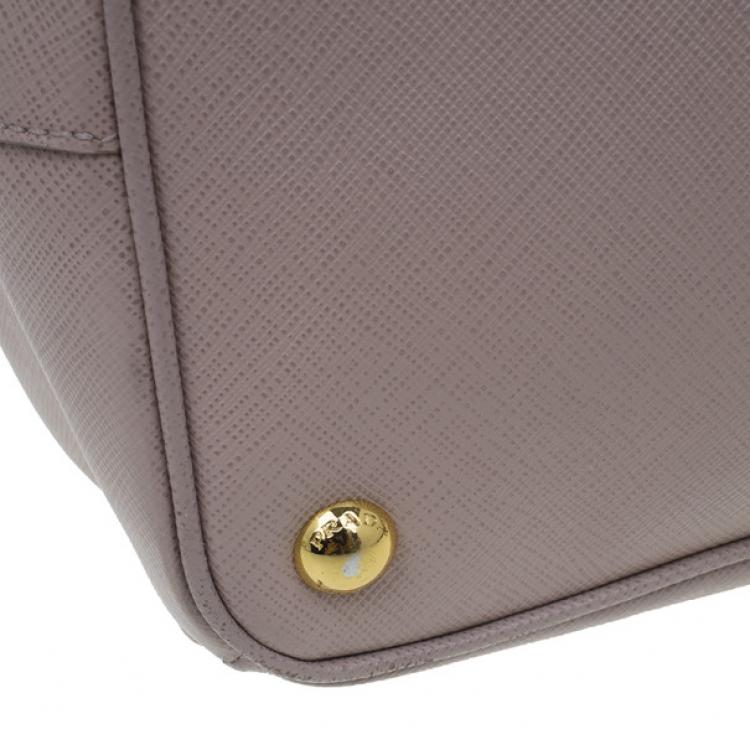 Pre Owned Prada Nude Saffiano Large Lux Double Zip Tote