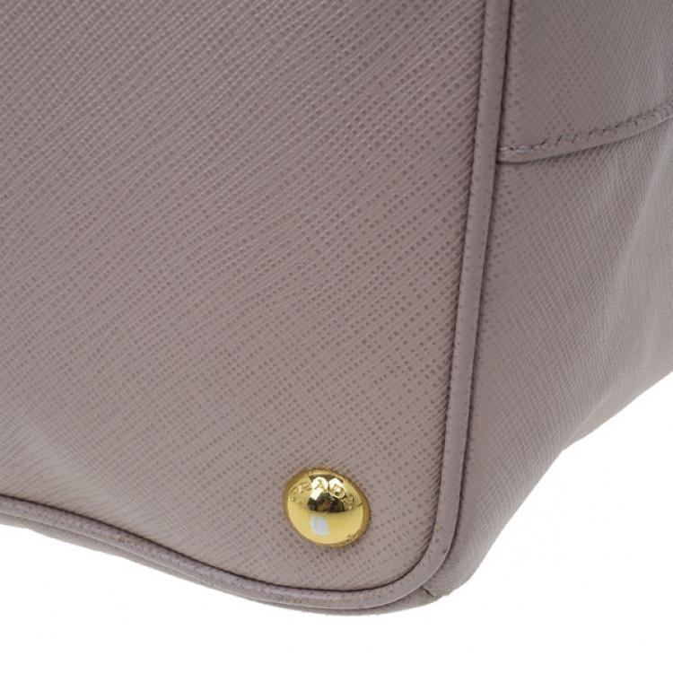 Pre Owned Prada Nude Saffiano Large Lux Double Zip Tote