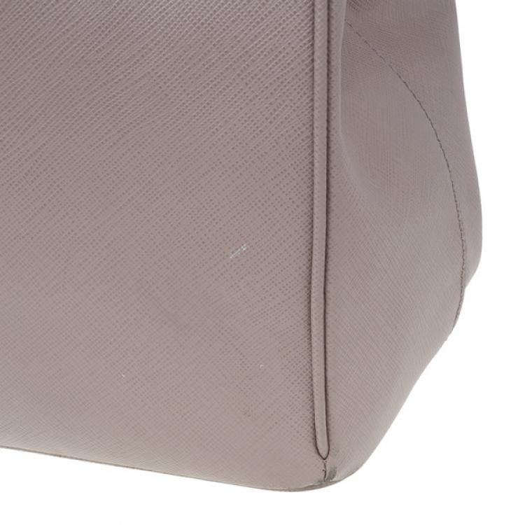 Pre Owned Prada Nude Saffiano Large Lux Double Zip Tote