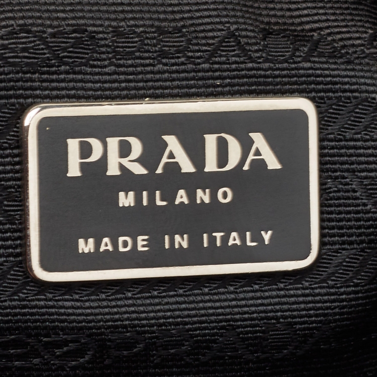 Pre Owned Prada Black Nylon Logo Zip Tote