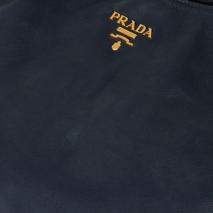 Pre Owned Prada Navy Blue Leather Chain Handle Hobo