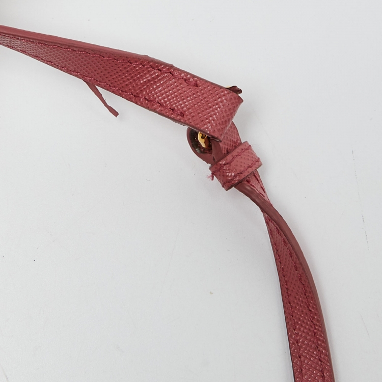 Pre Owned Prada Pink Saffiano Leather Flap Wallet On Strap