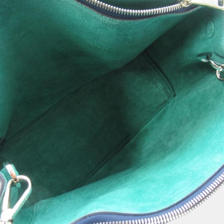 Pre Owned Prada Blue Leather Medium Saffiano Lux Double-Zip Galleria Tote Bag