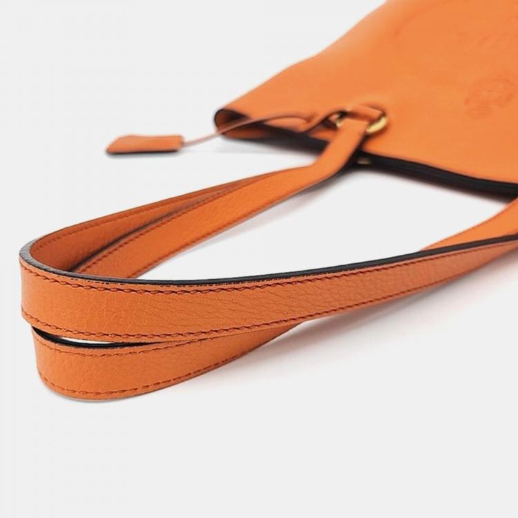 Pre Owned Prada Orange Leather Vitello Daino Tote Bag