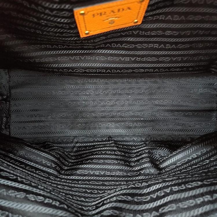 Pre Owned Prada Orange Leather Vitello Daino Tote Bag