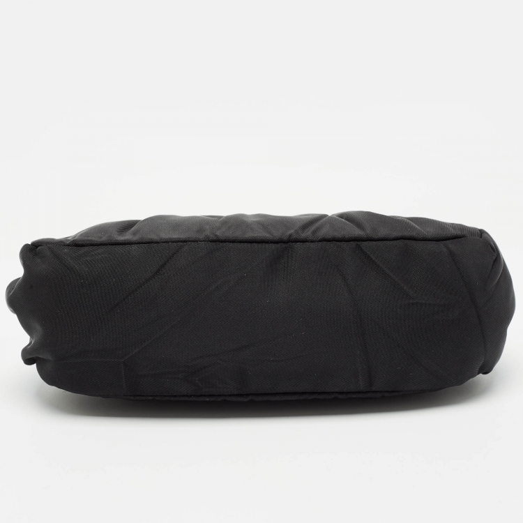 Pre Owned Prada Black Nylon Mini Frame Embellished Bag