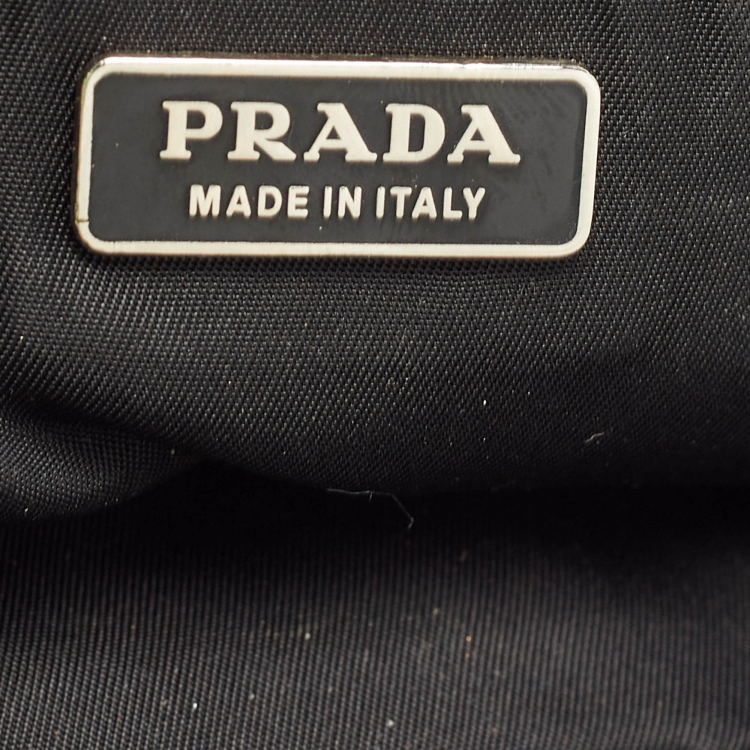 Pre Owned Prada Black Nylon Mini Frame Embellished Bag