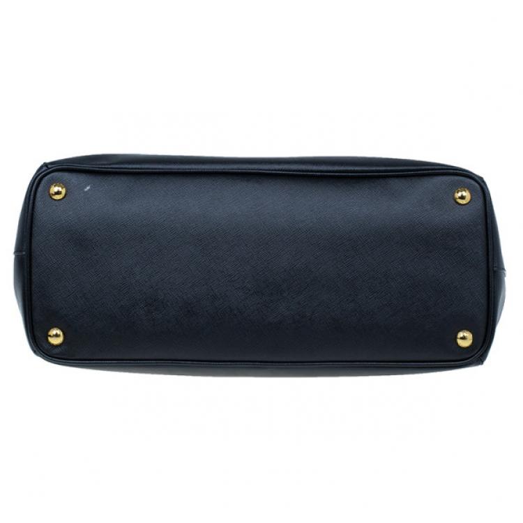 Pre Owned Prada Black Saffiano Lux Double-Zip Tote