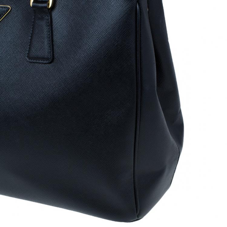 Pre Owned Prada Black Saffiano Lux Double-Zip Tote