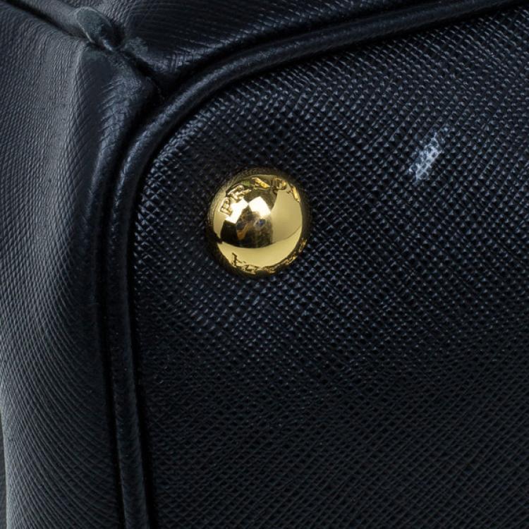 Pre Owned Prada Black Saffiano Lux Double-Zip Tote