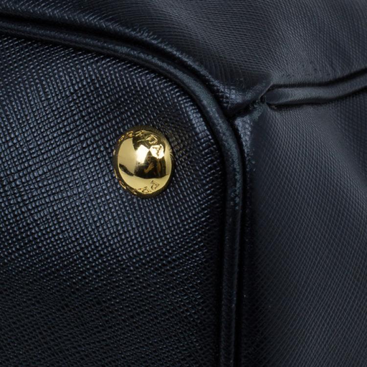 Pre Owned Prada Black Saffiano Lux Double-Zip Tote
