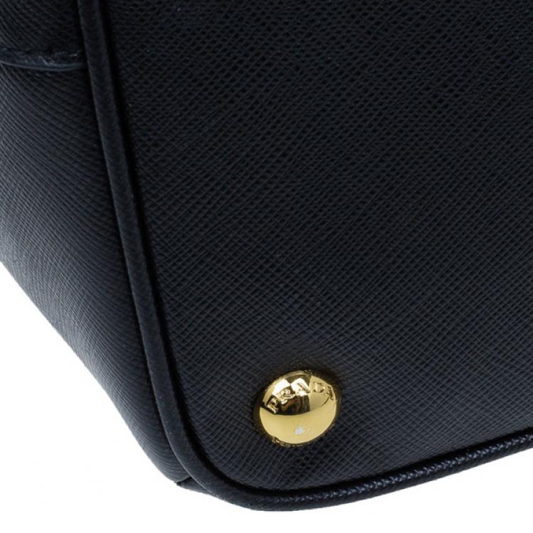Pre Owned Prada Black Saffiano Lux Double-Zip Tote