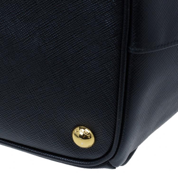 Pre Owned Prada Black Saffiano Lux Double-Zip Tote