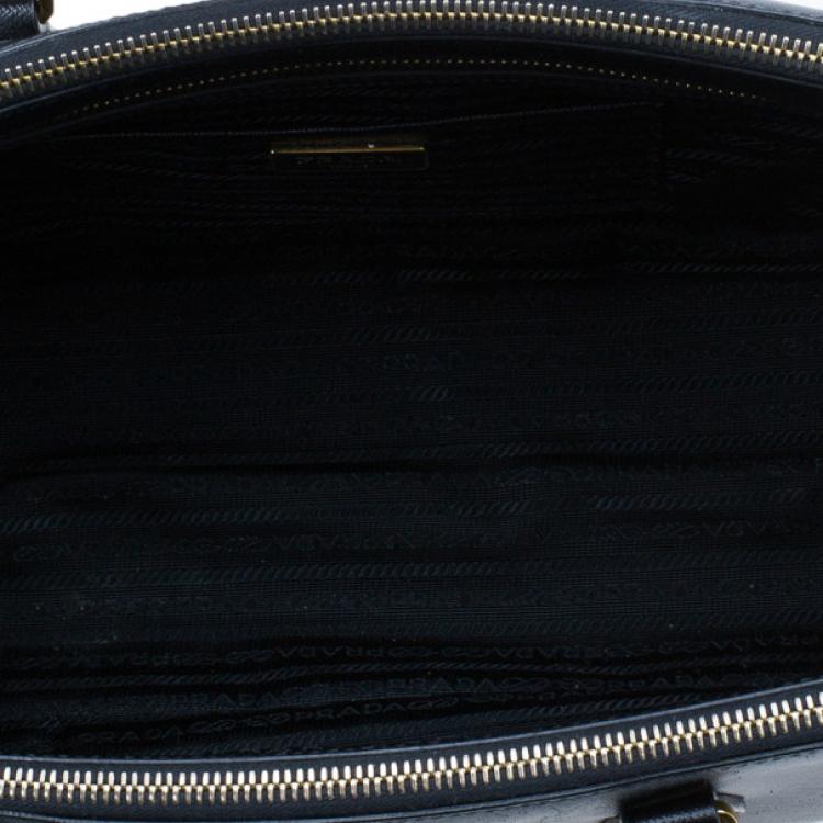Pre Owned Prada Black Saffiano Lux Double-Zip Tote