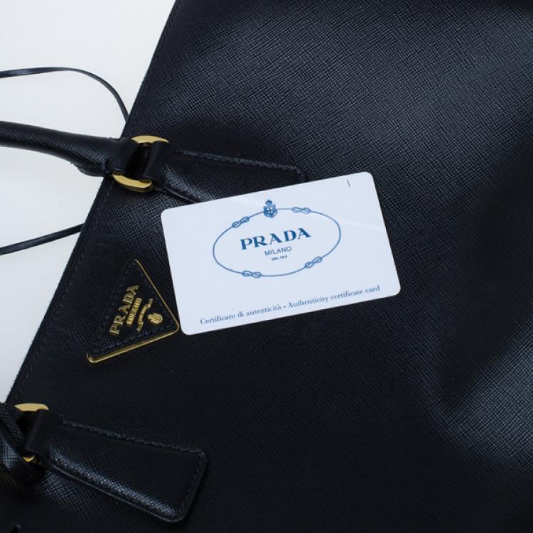 Pre Owned Prada Black Saffiano Lux Double-Zip Tote