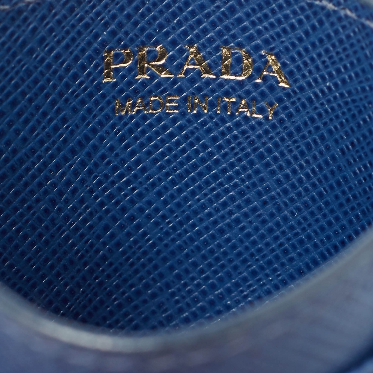 Pre Owned Prada Blue Saffiano Leather Card Holder