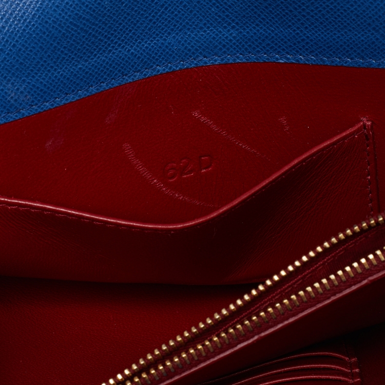 Pre Owned Prada Blue Saffiano Leather Wallet on Chain