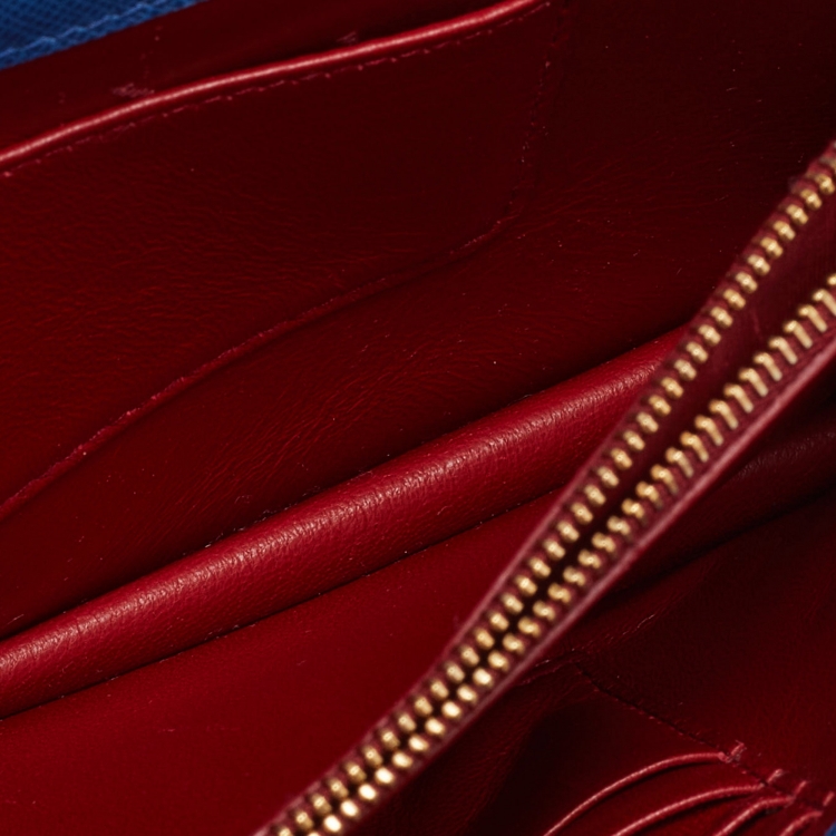 Pre Owned Prada Blue Saffiano Leather Wallet on Chain