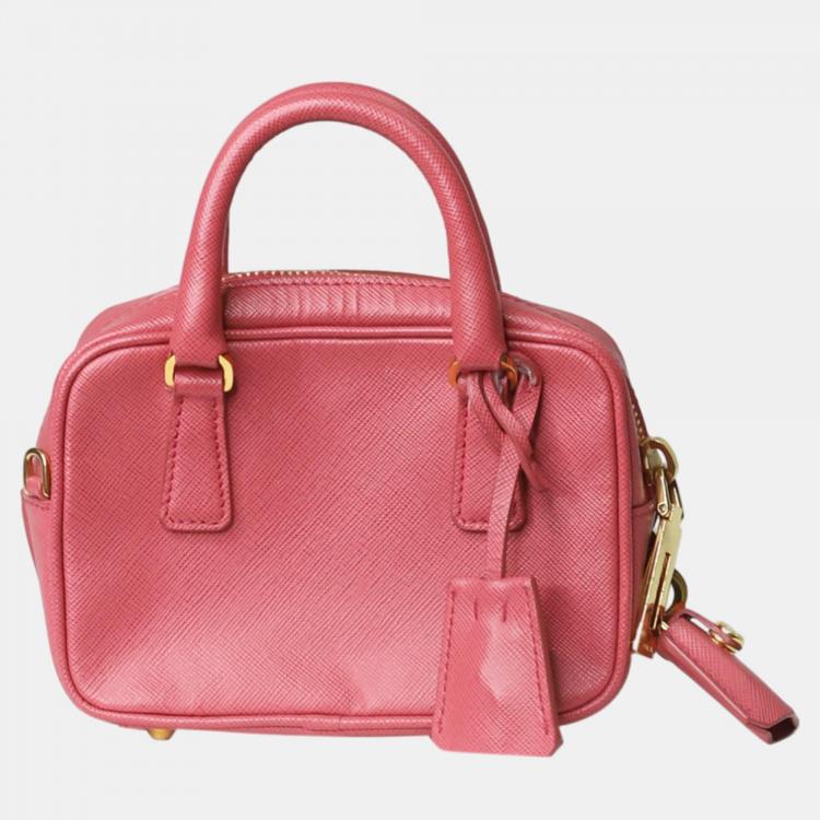 Pre Owned Prada Pink leather mini Saffiano bag