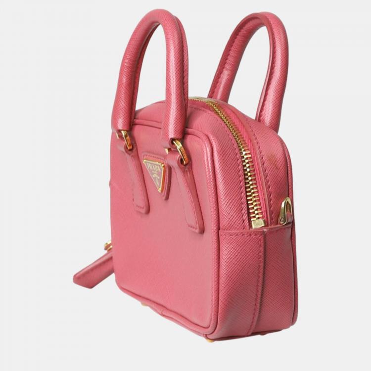 Pre Owned Prada Pink leather mini Saffiano bag