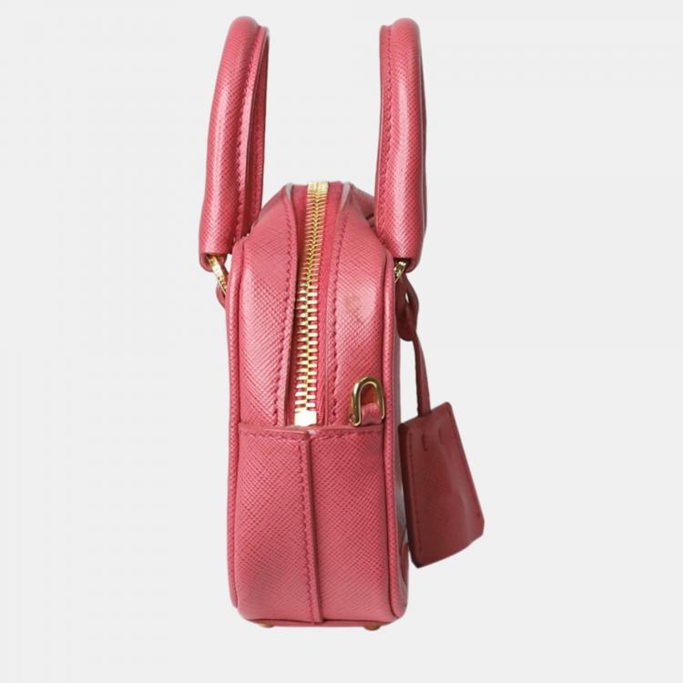 Pre Owned Prada Pink leather mini Saffiano bag