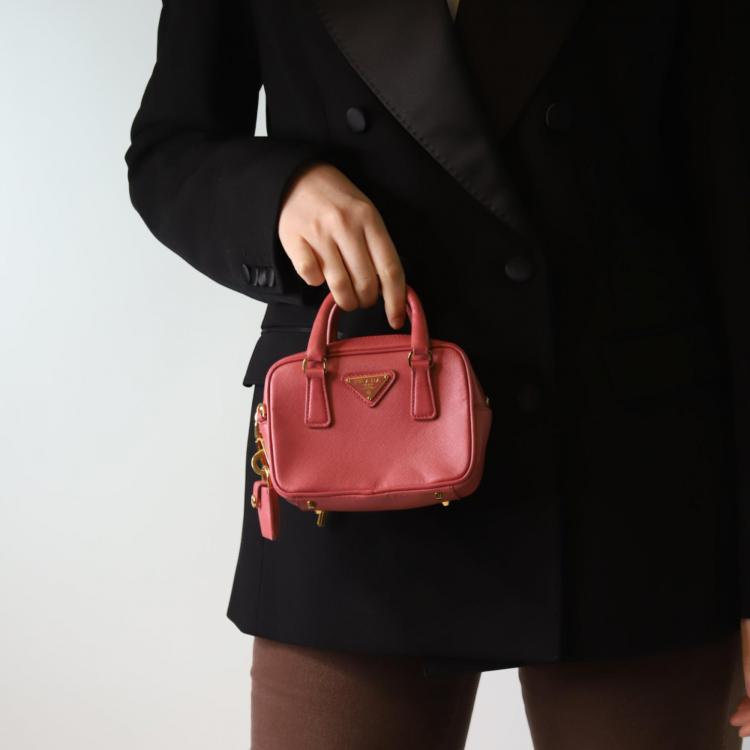 Pre Owned Prada Pink leather mini Saffiano bag
