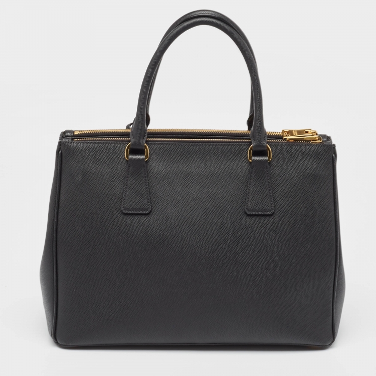 Pre Owned Prada Black Leather Large Galleria Tote