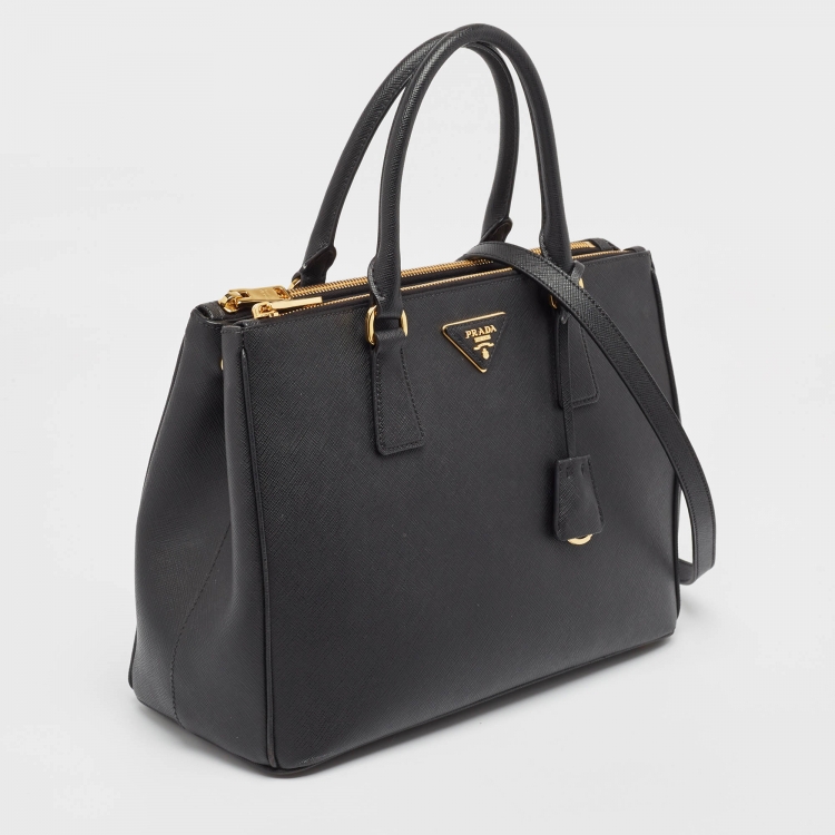 Pre Owned Prada Black Leather Large Galleria Tote