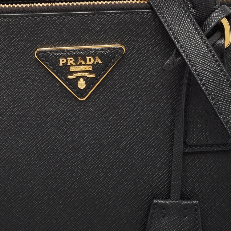 Pre Owned Prada Black Leather Large Galleria Tote