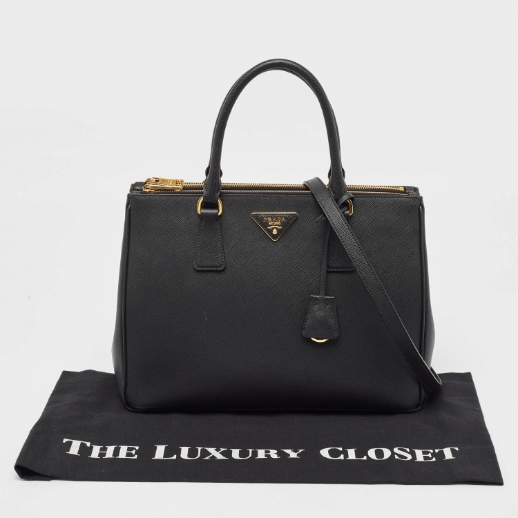 Pre Owned Prada Black Leather Large Galleria Tote