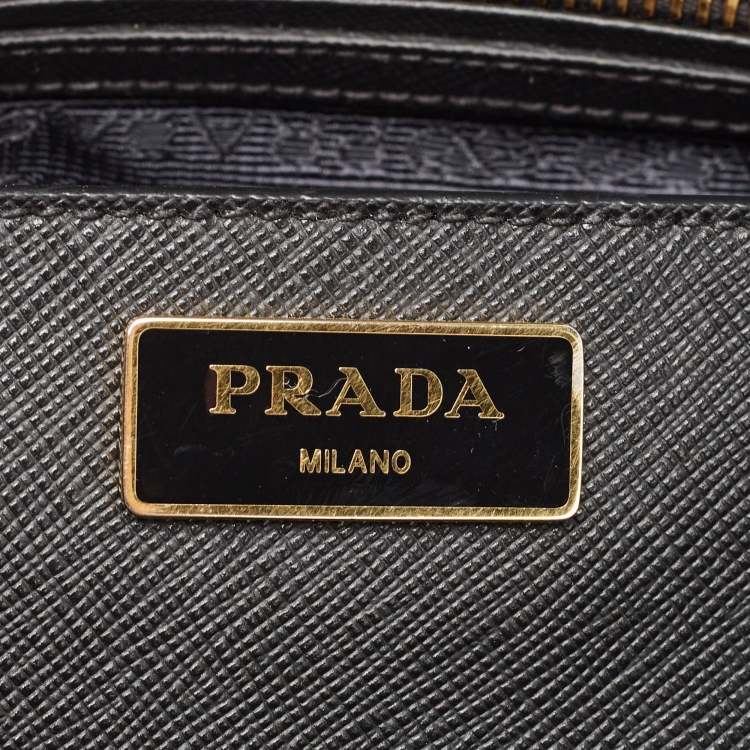 Pre Owned Prada Black Leather Large Galleria Tote