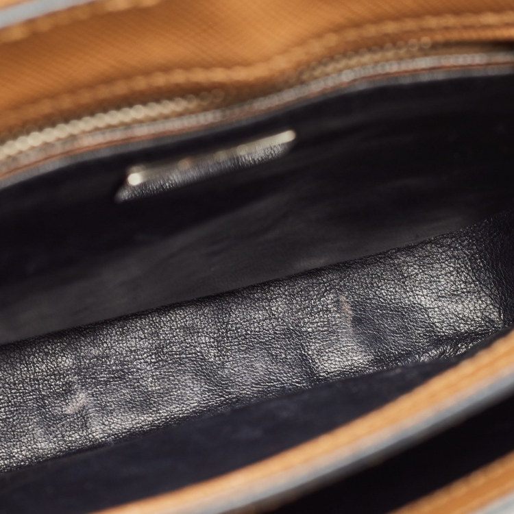 Pre Owned Prada Brown Saffiano Leather Sound Top Handle Bag