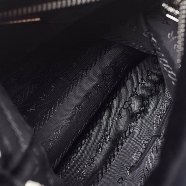 Pre Owned Prada Black Velvet Crystals Embellished Fold Over Clutch