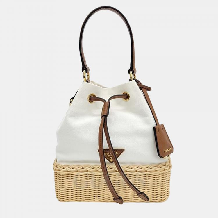Pre Owned Prada Multicolor Wicker Canvas Basket Bag
