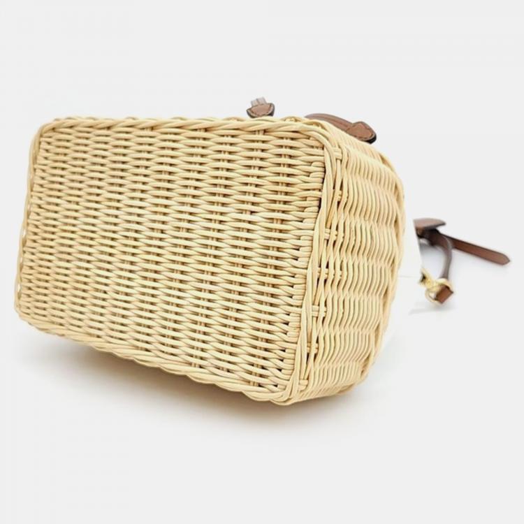 Pre Owned Prada Multicolor Wicker Canvas Basket Bag
