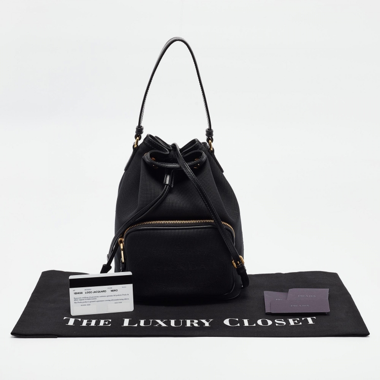 Pre Owned Prada Black Canvas Drawstring Bucket Bag