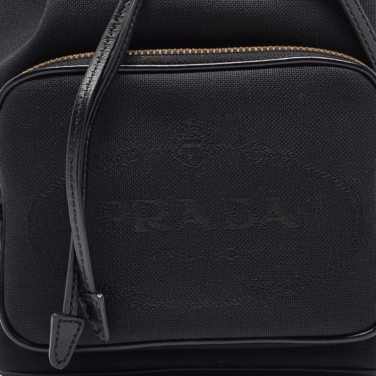 Pre Owned Prada Black Canvas Drawstring Bucket Bag