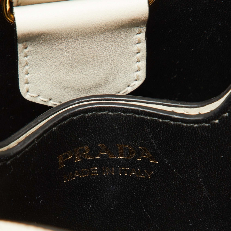 Pre Owned Prada White Saffiano Leather Small Panier Top Handle Bag